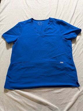 FIGS Technical Collection Scrub Top Women’s XXL Royal Blue V-Neck Medical Nurse